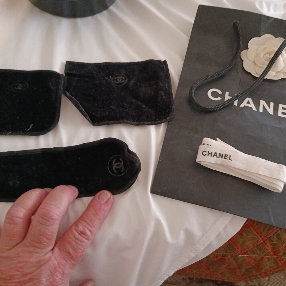Chanel Black Pouches, Shopping Bag & Ribbon